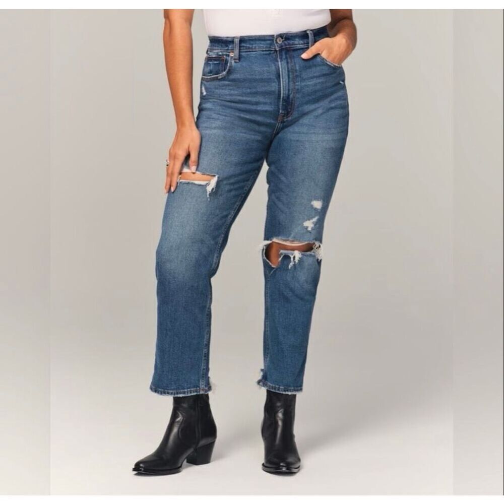 Abercrombie & Fitch Curve Love Ankle Straight Ultra High Rise Denim Jeans 27/4